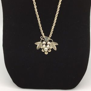 Sterling Silver Solid Rope Chain and Grape Pin